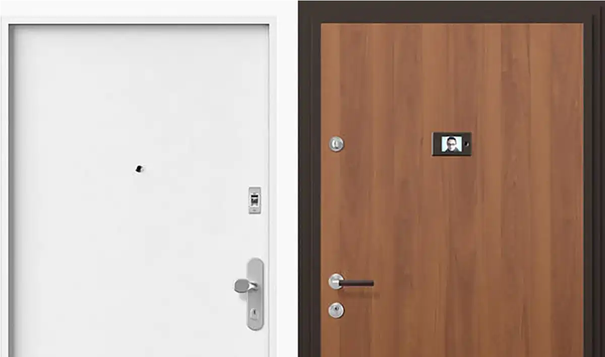 Die Wohnungseinganhstür ist innen und außen unterschiedlich gestaltbar